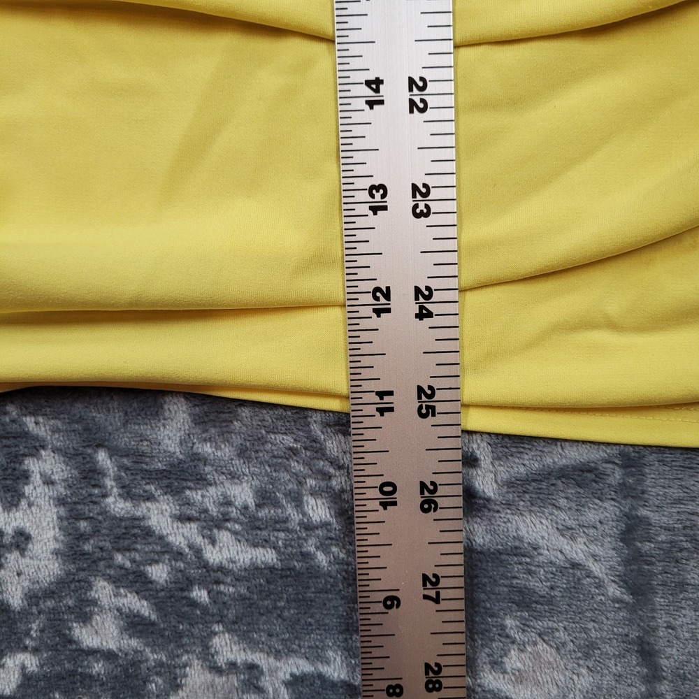 CHAUS NEW YORK Yellow Cowl Neck Sleeveless Top, Ruched Sides Women's Size L - Picture 5 of 6